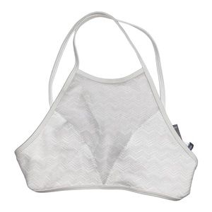 Aerie White Lace Front Halter Bikini Top